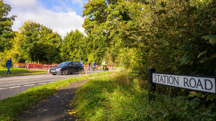 Station Road junction at one end of the Chilton Road closure - a closure in the process of being made permanent.